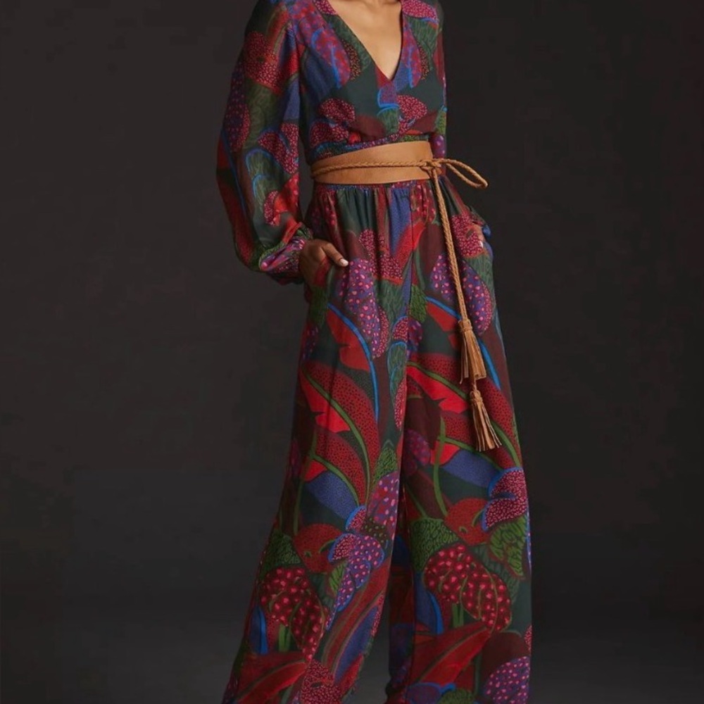 FARM Rio Floral & Multicolor V‑Neck Maxi Jumper